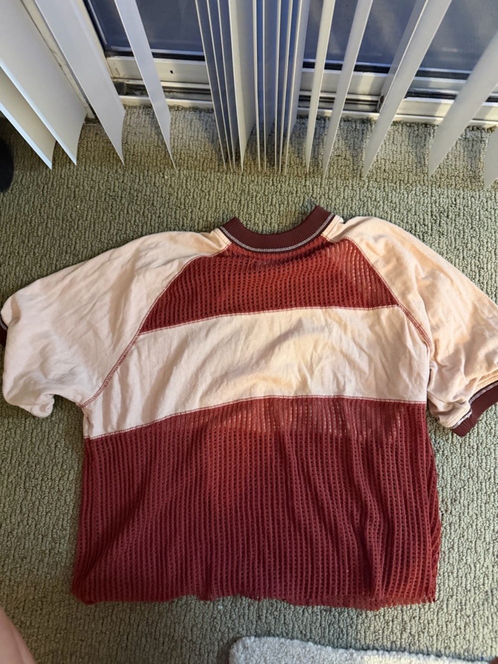 Urban Outfitters Two-Tone Waffle & Jersey Short Sleeve Tee - Rust & Cream